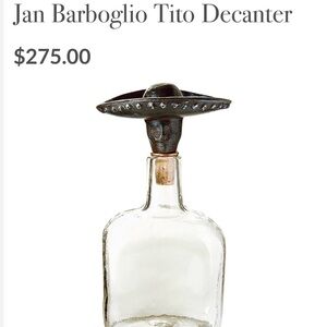 Jan Barboglio Glass Decanter with Black Sombrero Stopper